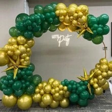 120 piezas Kit de combinación de globos de látex verdes, dorados metálicos y de confeti para decoración de fiesta de graduación, cumpleaños, boda, aniversario, Navidad, Año Nuevo