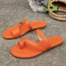 Fashionable Flat Thong Casual Lightweight Women's Sandals - Orange - View 4