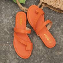 Fashionable Flat Thong Casual Lightweight Women's Sandals - Orange - View 5