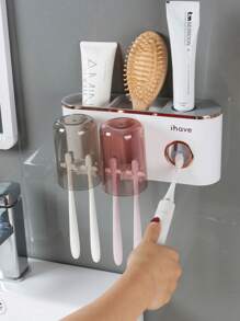 J'ai des porte-brosses à dents pour la décoration de salle de bain avec distributeur de dentifrice, 2 tasses porte-brosse à dents montées au mur, accessoires de salle de bain, décoration d'automne, rentrée scolaire
