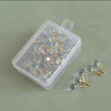 Push Pins For Bulletin Board, Thumb Tacks For Wall, Cork Board, Map, Calendar, Photos, Rose Gold Map Push Pin, Round Head Map Pin, Clear Push Pins, Plastic Head Push Pins, With Storage Box, DIY For Craft Projects, Home Office Organization, Large Size Back To School, Back To School, School Supplies