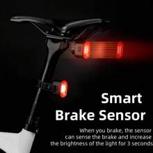 ROCKBROS Bike Smart Tail Light Rechargeable Brake LED Light Waterproof USB Bicycle Rear Light Bike Accessories - Black - View 3