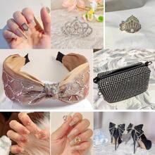 800pcs Mixed Size Flat Back Crystal Rhinestone Gems Decorations, White & Transparent Rhinestone For Clothing, Shoes, Cups, Party, Makeup, Nail Art