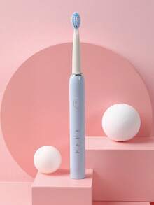 1 Pieza Cepillo de dientes eléctrico con temporizador inteligente, cepillo de dientes resistente al agua para el hogar y 2 Piezas de cabezal de cepillo - Celeste - Ver 7