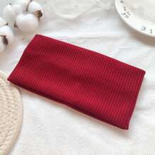 1/5 件女式复古纯色简约百搭针织头带，适合运动、健身和日常佩戴发带头巾头带吸汗带，发带秋冬发饰女士度假装女士 - 彩色 - 查看 5