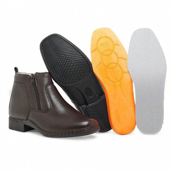 Bota Antistress Masculina Botina Ortopédica Gel Zíper Lateral