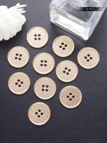 10pcs/set Clothing Hand-sewn Metal & Fabric Buttons Diy Handmade Decoration - Gold - View 7