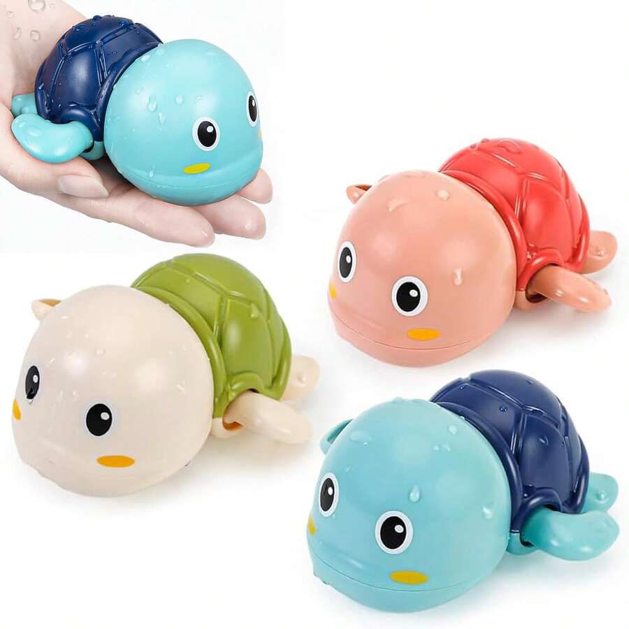 Juguete de tortuga de baño para niños, niños y niñas - Juguete Montessori para bebés y niños pequeños, adorable tortuga de cuerda que nada en el agua, juego de agua de plástico, juguete sensorial coordinado, adecuado como regalo de cumpleaños, Día del Niño, San Valentín, Pascua, Navidad - No se necesitan baterías - Multicolor - Ver 1