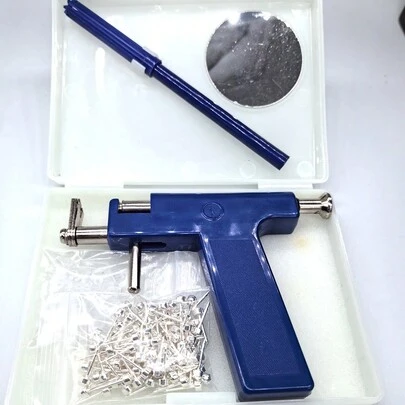 Juego De Herramientas De Suministro De Pistola De Perforación De 98 Piezas Para El Cuerpo, Nariz, Ombligo, Labios Y Lengua Con Pistola De Perforación Reutilizable Estéril Y Segura Y Espárragos Para Los Oídos