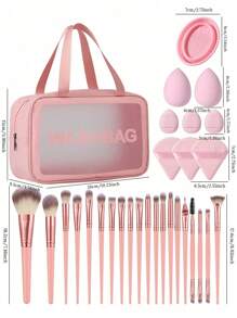 1pc Multifunctional Waterproof Zippered Toiletry Bag + 29pcs Makeup Tool Kit - Multicolor - View 11