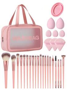 1pc Multifunctional Waterproof Zippered Toiletry Bag + 29pcs Makeup Tool Kit - Multicolor - View 1