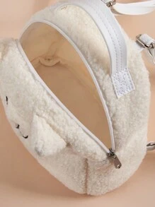 儿童可爱猫咪毛绒小背包 - 米色 - 查看 6