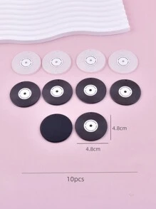 10 Pièces Accessoires De Bricolage Pour Collier, Boucles D'oreilles Et Pendentif De Bijoux En Acrylique De Style Disque Vinyle À La Mode En Couleur Mélangée Pour Femmes - enregistrer - Voir 4