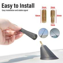 Car Roof Mount Mast Whip Antenna, Universal Enhanced Signal Stereo Radio, Screws FM AM Aerial Amplified Accessories - Black - 11 Inches - View 4