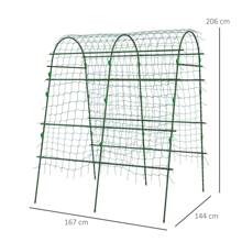 Outsunny Rankgitter, Rankhilfe für Kletterpflanzen, Verstellbares Spalier, Pflanzengitter mit Netz, Pflanzengerüst für Garten, Balkon, Stahl, Grün, 144 x 167 x 206 cm