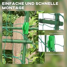 Outsunny Rankgitter, Rankhilfe für Kletterpflanzen, Verstellbares Spalier, Pflanzengitter mit Netz, Pflanzengerüst für Garten, Balkon, Stahl, Grün, 144 x 167 x 206 cm