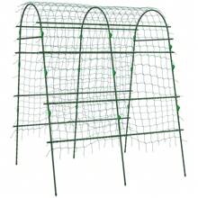 Outsunny Rankgitter, Rankhilfe für Kletterpflanzen, Verstellbares Spalier, Pflanzengitter mit Netz, Pflanzengerüst für Garten, Balkon, Stahl, Grün, 144 x 167 x 206 cm