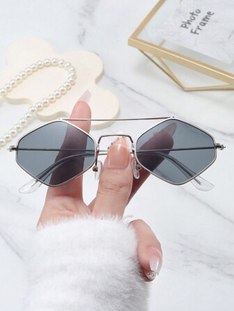 1pc Unisex Hip Hop Street Style Retro Metallic Rhombus Colorful Fashionable Glasses, Suitable For Personalized Outfit, Outdoor, Stage, Party For Summer Beach Vacation, Outdoor, Travel