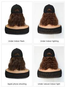Synthetische Perücke mit Kappe, 8 Zoll kurze lockige Perücke, Bobcut-Stil, schwarze Baseballkappe, hitzebeständige Faser, verstellbare Kappengröße für den täglichen Gebrauch