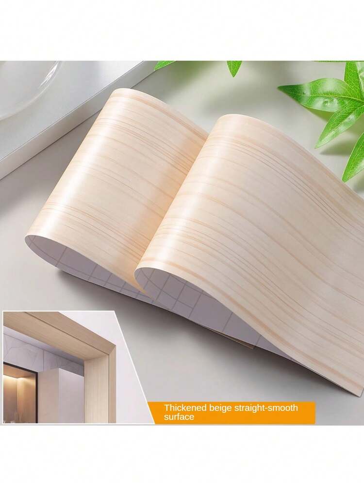 1 Rolo de Papel de Parede Auto-Adesivo Texturizado com Espessura de 3m para Paredes, Adesivo para Moldura de Porta de Armário, Moldura de Porta de Vidro, Adesivo de Borda de Moldura de Quadro, Mesa, Guarda-Roupa, Decoração de Moldura de Janela, Adesivo de Pele para Alto-falante, Saia de Proteção à Prova D'Água e Umidade, Embelezamento de Móveis, Cobertura de Piso, Escondendo Bordas Feias, Reparo de Porta de Madeira, Adesivo de Grão de Madeira, Faça Você Mesmo com Cola, Rasgue e Cole. - Tung Reto Bege Espessado - Ver 8