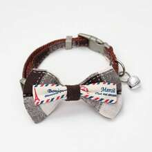 1pc Bowknot Design Pet Collar With Bell, Soft And Skin-Friendly, Multiple Colors Available - Coffee Brown - View 12