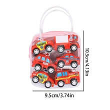 6pcs/Set Children's Cartoon Mini Inertia Fire Truck Toy, Random Color Bag With Different Styles Of Cars,Back To School