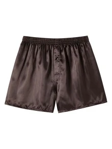 JupiterSecret 3Pcs Men's Satin Boxer Shorts , Silk Feeling Sleep Shorts With Elastic Waistband - Multicolor - View 2