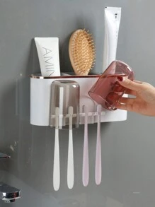 J'ai des porte-brosses à dents pour la décoration de salle de bain avec distributeur de dentifrice, 2 tasses porte-brosse à dents montées au mur, accessoires de salle de bain, décoration d'automne, rentrée scolaire