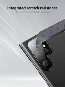 Accesorios de modelo 4 en 1: 2 piezas de protector de pantalla de vidrio templado curvo de alta definición + 2 piezas de protector de lente integrado de alta definición compatible con Galaxy S21/S22/S23/S24 Ultra/S24 FE/S25 Ultra/S25, anti-caída, anti-arañazos, impermeable, regalo para cumpleaños, familia, amigos, protector de pantalla de teléfono, accesorios de teléfono a prueba de golpes y antihuellas dactilares de cobertura completa - transparente - Ver 6