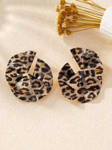 1pair Fashionable Geometric Metallic Stud Earrings - Multicolor - View 3