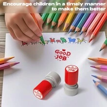 HAIBITE Encouragement Stamp, Good Job, Teacher's Behavior Stamp, Student/Parent Stamp, For School, Home Office - Red - View 2