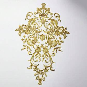 1 Stück weiß & gold wasserlösliche Blumenstickerei Braut Spitze Applikation Patch