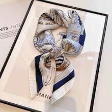 1pc 70cm Square Vintage 3d Printed Scarf For Women, Imitation Silk Satin Professional Neck Scarf Bandana,Hair Band,Head Band Ideal For Dressing Up Your Look