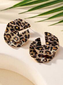 1pair Fashionable Geometric Metallic Stud Earrings - Multicolor - View 4
