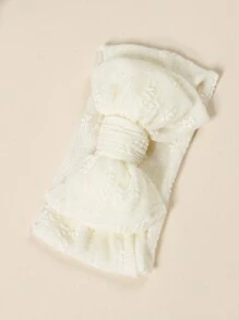 3 Stück Baby & Kleinkind weich und atmungsaktiv bestickter Mesh doppellagiger Schleifenstretch-Stirnband Liebe Valentinstag