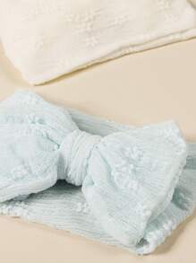 3 Stück Baby & Kleinkind weich und atmungsaktiv bestickter Mesh doppellagiger Schleifenstretch-Stirnband Liebe Valentinstag