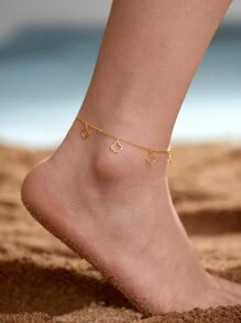 1 pièce Cheville minimaliste en argent 925 à quatre feuilles trèfle plaqué or 18 carats, chaîne pour plage d'été pour femmes, bijoux de port quotidien et cadeaux