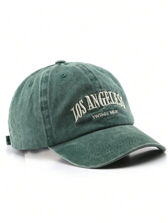 1pc FASHION Vintage Baseball Cap With Water Washed Blue And Los Angeles Letter Embroidery