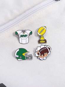 4 Piezas Creativas De La Serie Deportiva De Rugby Protector De Rugby Para El Pecho Con Diseño De Dibujos Animados, Decoración Para Abrigos Para Regalar A Amigos - Multicolor - Ver 6