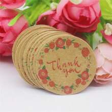 100pcs+100strings 3cm Round Kraft Paper Printed Gift Tags With Strings For Handmade, Wedding, Baking - Kraft Paper Round 3cm Label - View 36