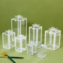 10 件透明印刷 PVC 食品糖果礼盒，纯色印刷塑料包装盒，适合送礼、生日派对、婚礼场地、返校情人节 - 透明 - 查看 10