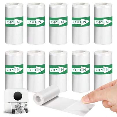 10 Cuộn Giấy In Rộng 57mm In Màu Trắng Nhãn Dính Nhãn Dán Cho Máy In Nhiệt Bỏ Túi Dữ Liệu Ảnh Ghi Chú Máy Ảnh In Tức Thì Mini Quay Lại Trường Học
