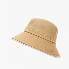 1 件女士字母刺绣渔夫帽，春季户外时尚防晒帽 - 卡其色 - 查看 2