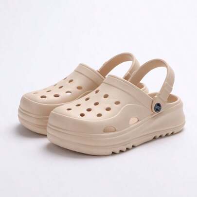 2024 New Style Thick Bottom Hollow Out Women's Sandals, Outdoor, Breathable, Closed Toe, Low-Heeled Casual Shoes