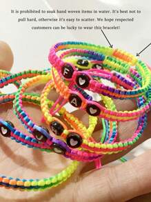 CHOSHILAR 一個黑色字母和心形情侶手鏈，母親節26個字母DIY禮物，手工編織表達愛情的手鏈，可調節長度，適合送給朋友和老師，歐美個性化時尚字母手鏈，紅色手鏈附有MAMA - 黑色 - 查看 5