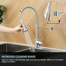 Kitchen Sink Faucet, Pull Down Kitchen Faucet,Chrome Kitchen Faucet With Sprayer Stainless Steel Single Handle - Silver - View 6