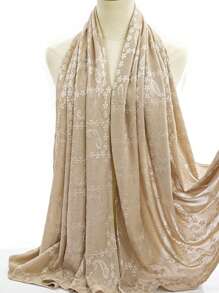 1pc Fashionable & Versatile Solid Color Jacquard Soft, Breathable & Sun-Protective Hijab Scarf Shawl, Suitable For Daily Commute & As Outfit Accessory - Multicolor - View 7