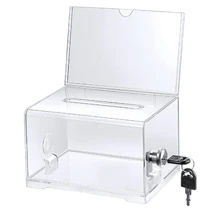 1 Pack Acrylic Donation Box With Lock, Clear Ballot Box With Sign Holder, Suggestion Box For Fundraising - Multicolor - View 1