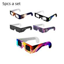 10pcs/5pcs North American Solar Eclipse Viewing Glasses, Neutral Color Printed Paper Frame Glasses, Outdoor Essential For Directly Observing The Sun (Assorted Colors & Patterns Shipped Randomly)