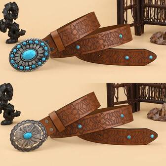 1條女性時尚休閒綠松石配件鑲嵌扣帶波西米亞風格